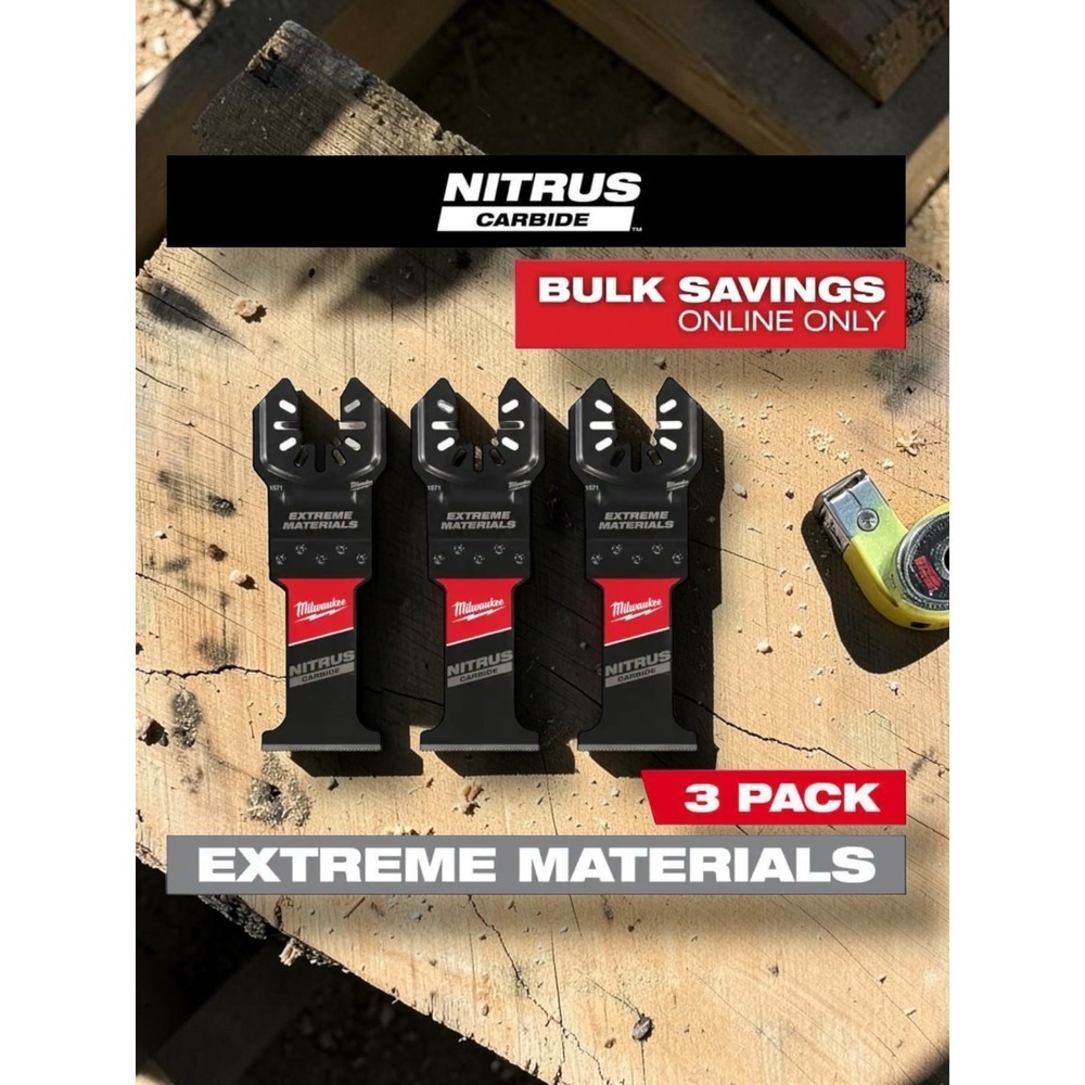 Milwaukee 49-25-1573 Oscillating Multi Tool Blades 3PK Extreme Materials Carbide - Picture 2 of 13